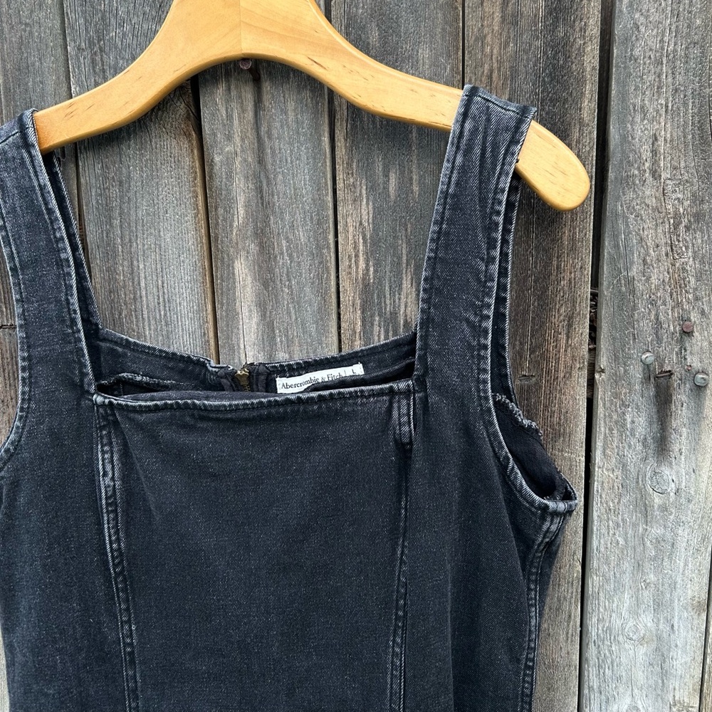 Abercrombie & Fitch Denim Midi Maxi Dress Black Wash  L - Picture 8 of 16